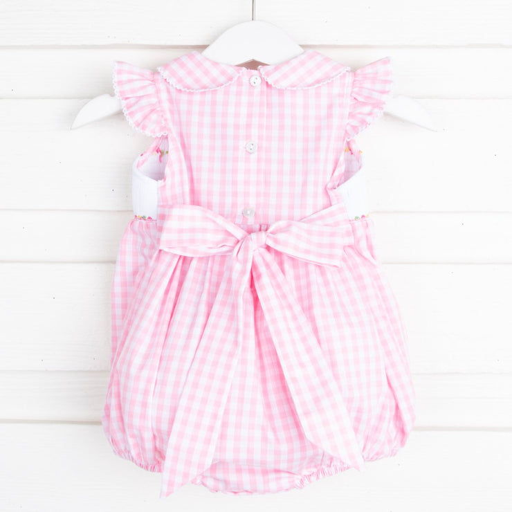 Bunny Bum Smocked Collared Bubble Pink Check