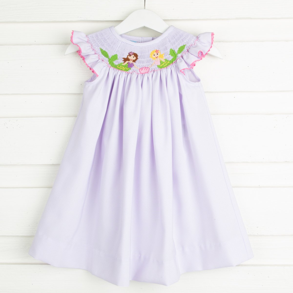 smocked mermaid dress Mermaid Smocked Dress Lavender Stripe – Classic Whimsy