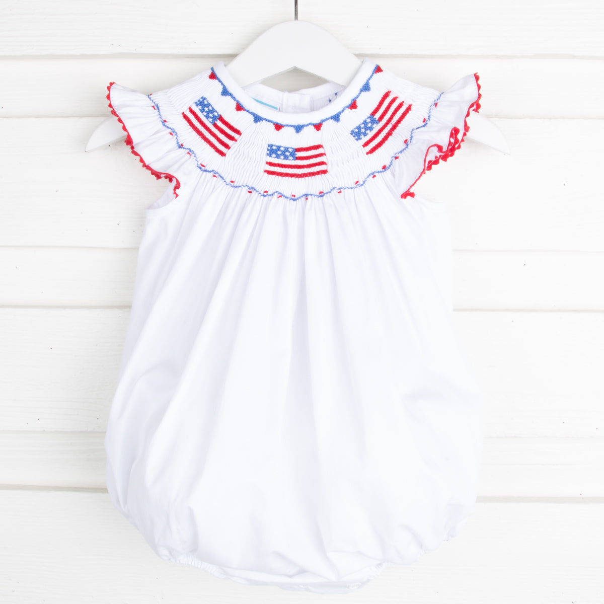 Flag Smocked Bubble Solid White