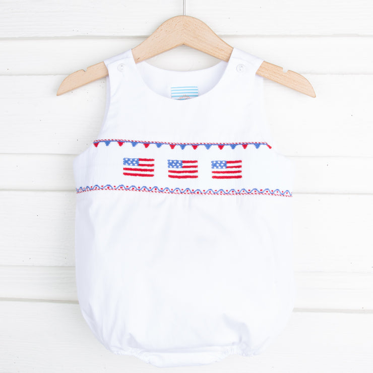 Flag Smocked Sun Bubble Solid White