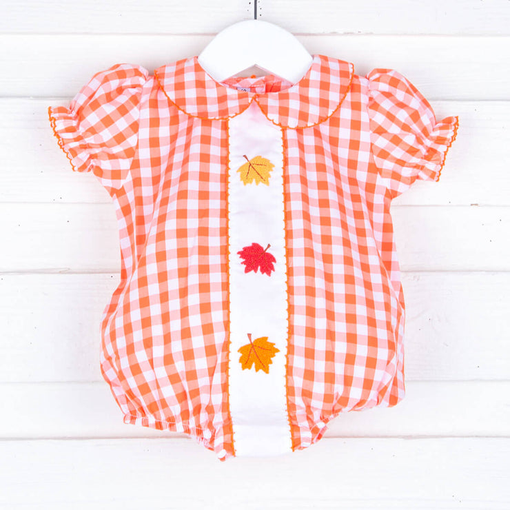 Embroidered Fall Leaves Orange Bubble