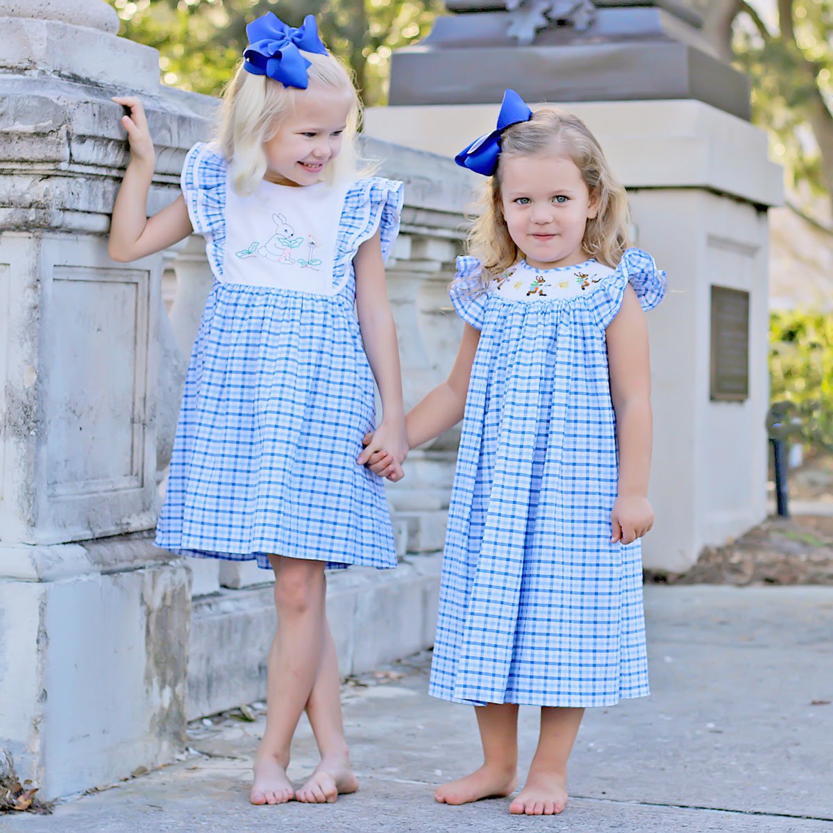 Storybook Rabbit Smocked Dress Blue Plaid – Classic Whimsy