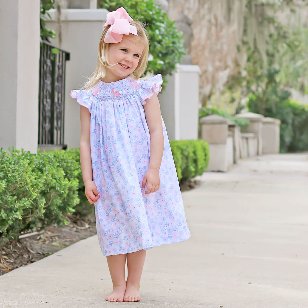 Easter Bunny Smocked Blooming Dress – Classic Whimsy