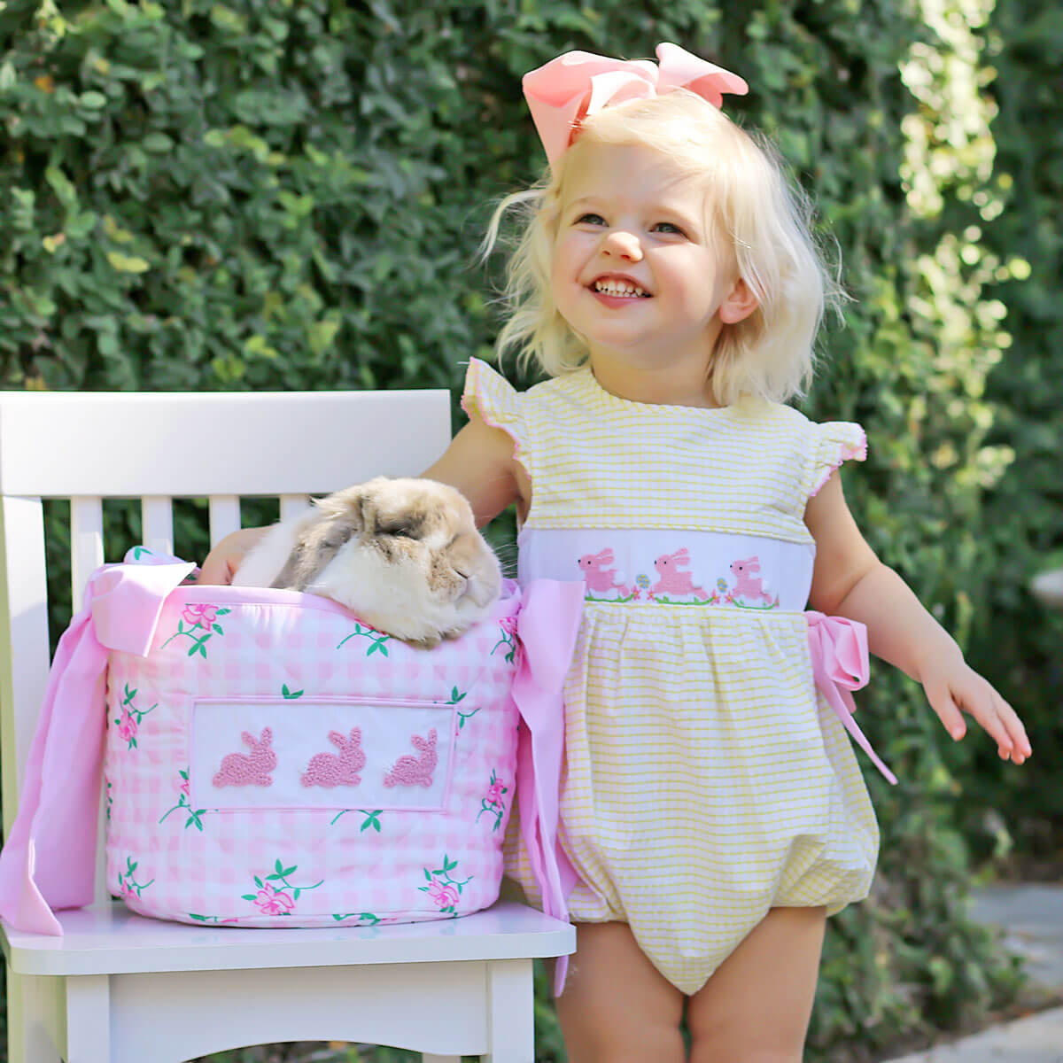 Hoppy Bunnies Smocked Beverly Bubble