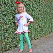 Happy Santa White and Green Milly Legging Set
