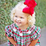 Merry & Bright Plaid Smocked Santa Bloomer Set