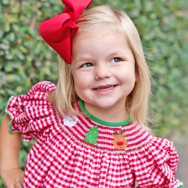Christmas Smocked Red Check Bishop Dress Christmas Smocked Red Check Bishop Dress