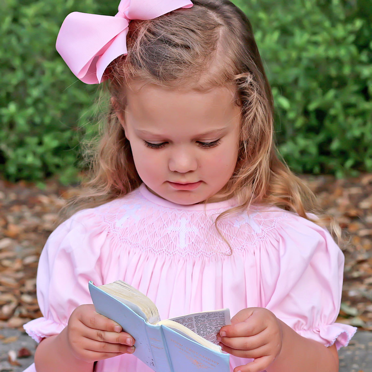 smocked cross dress Cross Smocked Pink Pique Bishop Dress by Southern Sunshine - Girls Dresses