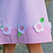Flower Applique Pink Stripe Dress