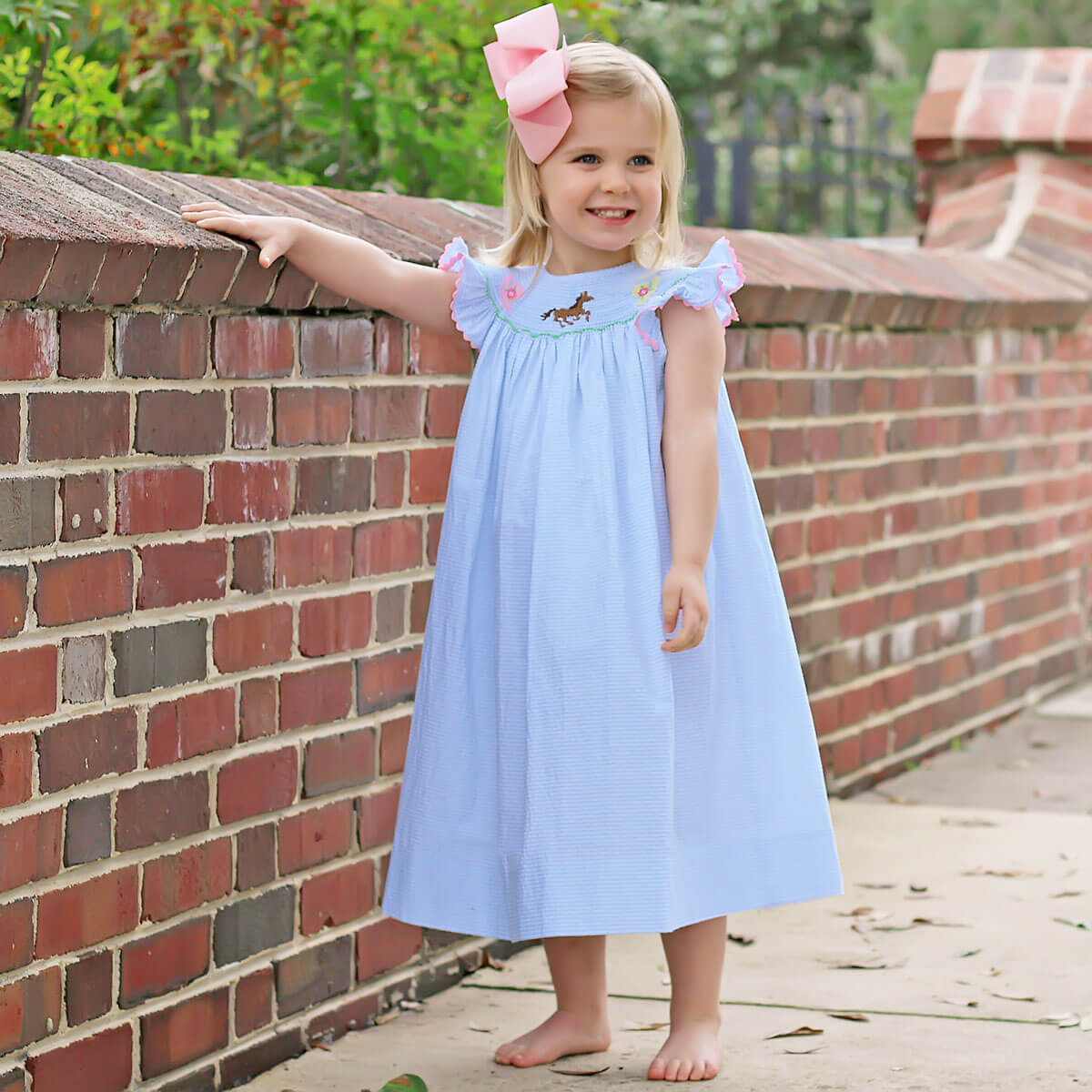 Derby Smocked Blue Stripe Dress by Classic Whimsy - Girls Dresses