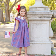 Patriotic Smocked Dress Plaid