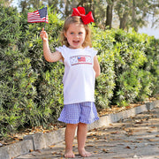 Flag Smocked Girl Short Set