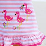 Flamingo Applique Pink Stripe Milly Dress