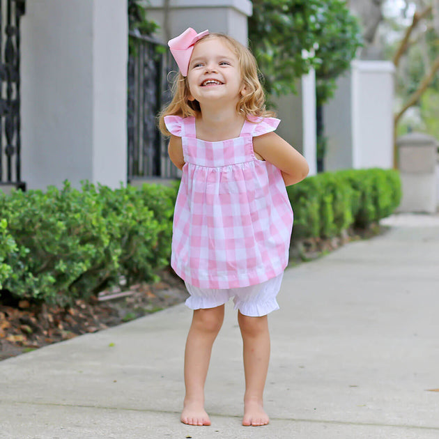 Baby Girl Toy Parade Pink Gingham Bishop Bloomer Set