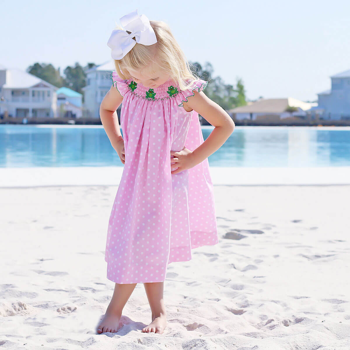 open lace back dress Knit Frog Doll with Pink Check Dragonfly Dress