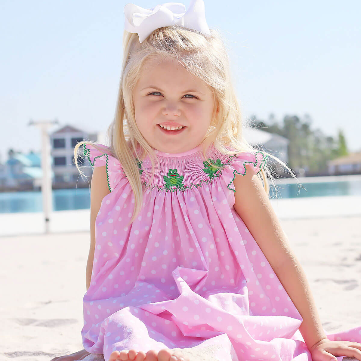 pink frog dress Frog Smocked Pink Dotted Dress