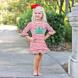 Red Stripe Three Tree Applique Dress