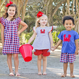 Red and Blue Plaid Crab Short Set