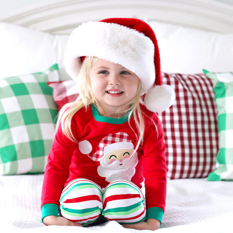 Happy Santa Red Cheerful Stripe Pajamas