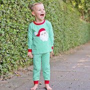 Happy Santa Green Gingham Pajamas