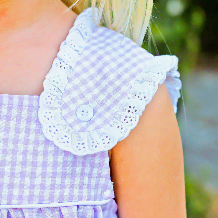 Sophie & Lucas Girls Blooms Gingham Bubble - Blue