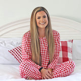 Red Gingham Knit Mom Pajamas