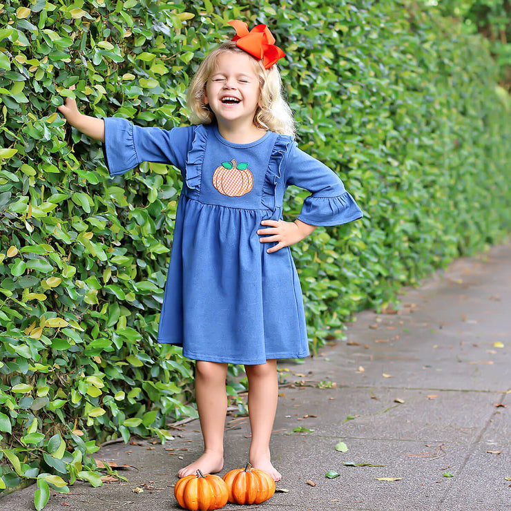 Pumpkin Chambray Olivia Dress