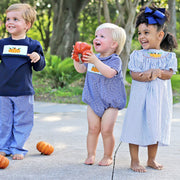 Pumpkin Patch Smocked Navy Collared Bubble