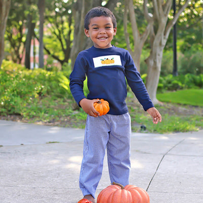 Pumpkin Patch Smocked Navy Boy Pant Set
