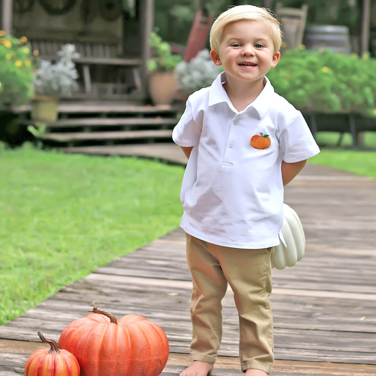 Pumpkin White Polo Shirt