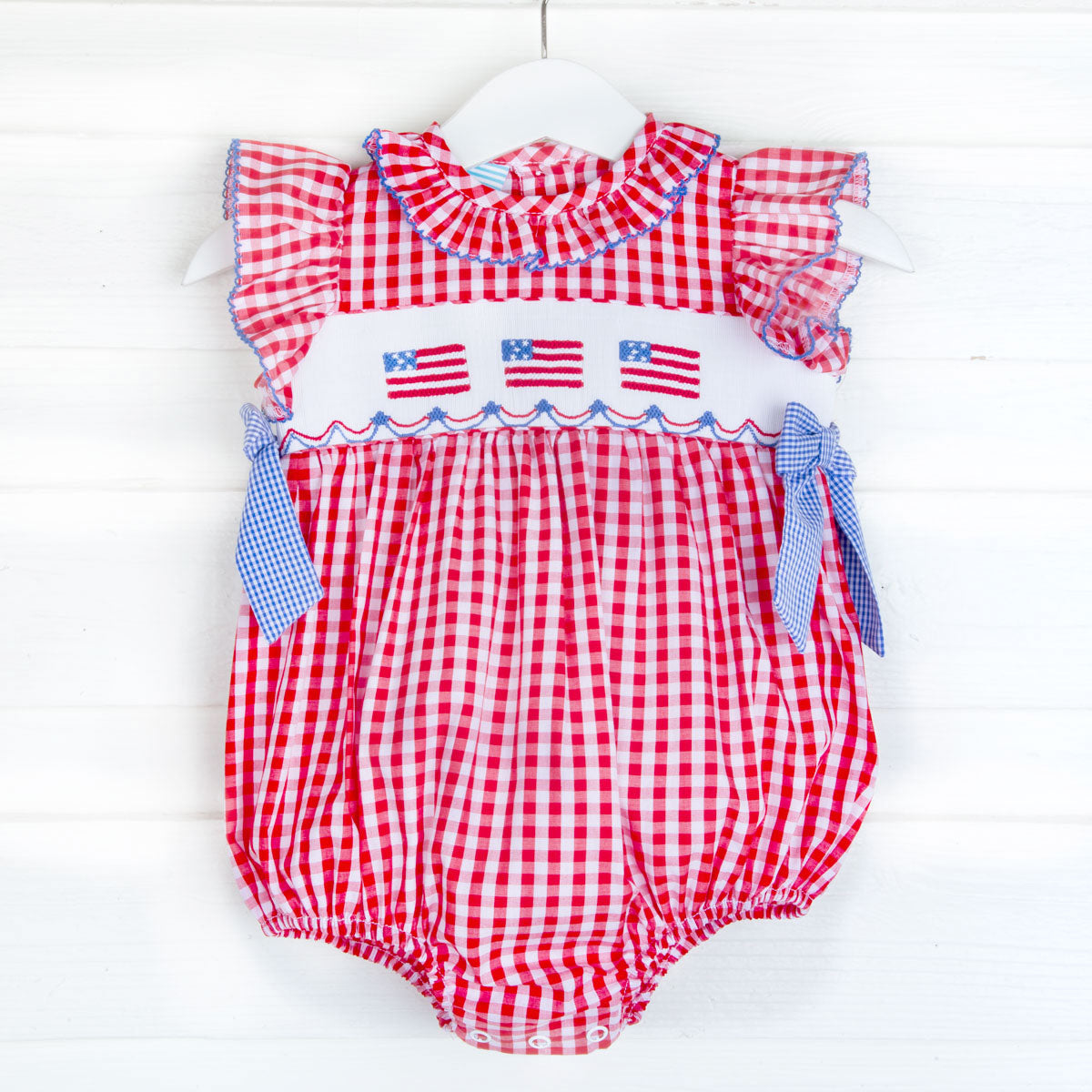 Red Check American Smocked Beverly Bubble