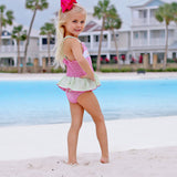 Sailboat Smocked Pink and Green Swimsuit