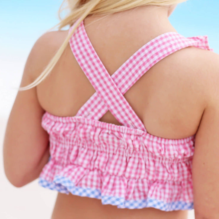 Pink and Blue Gingham Seersucker Two Piece