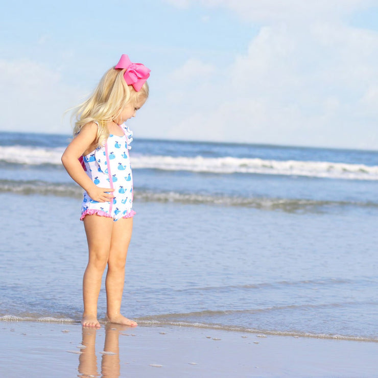 Whale Print One Piece Swimsuit