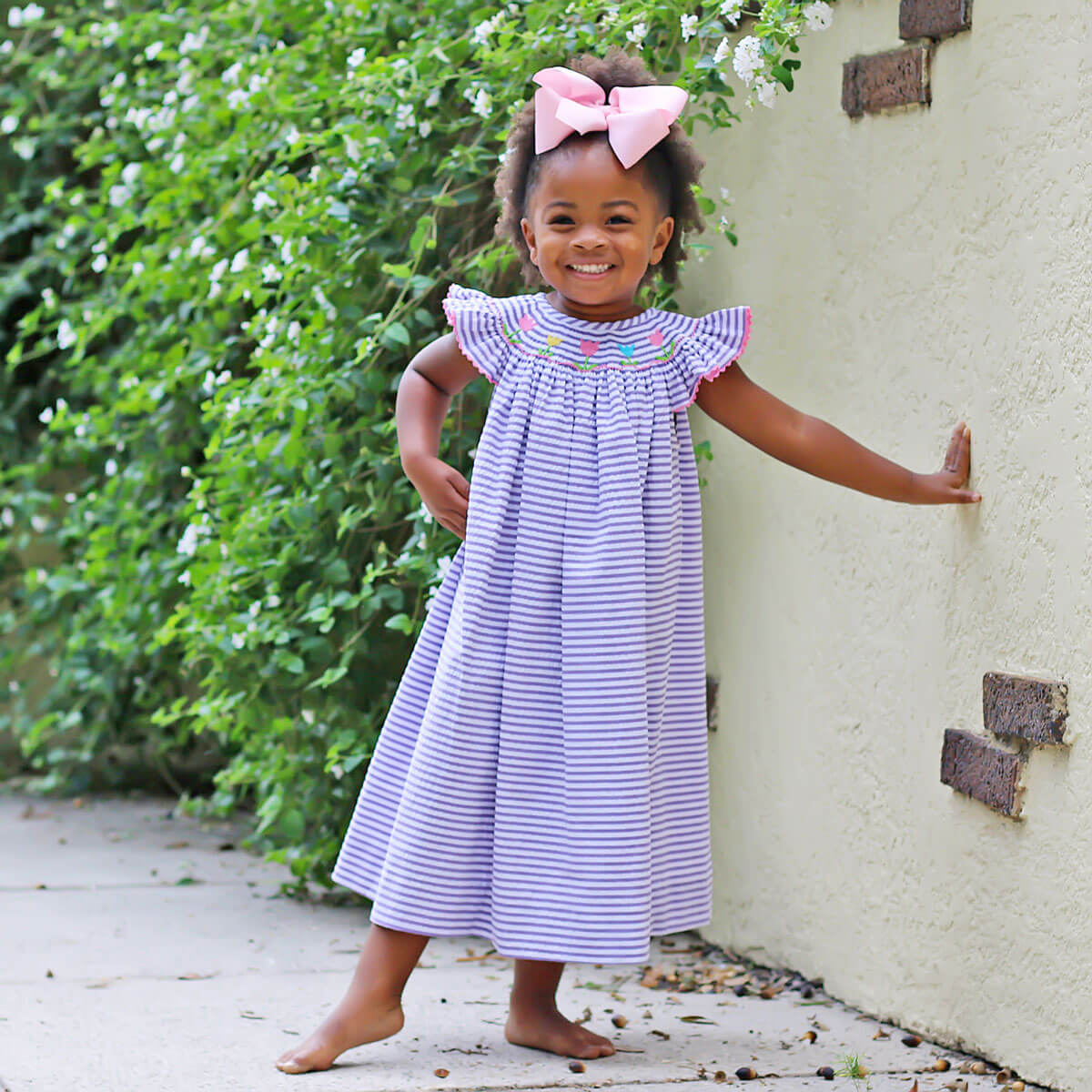 Blooming Tulips Purple Smocked Dress