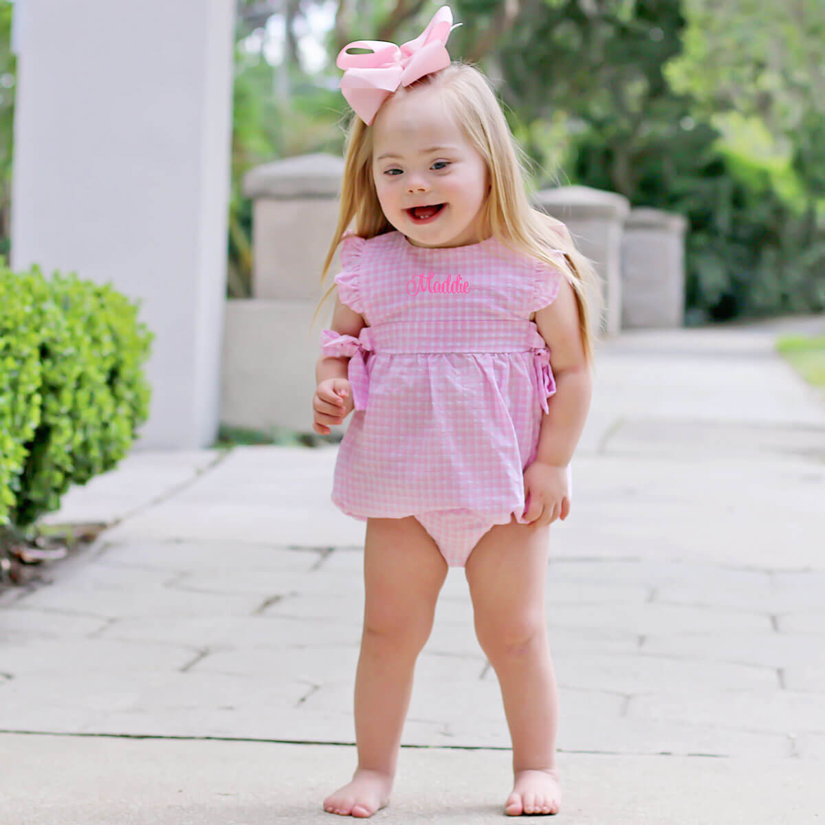 Light Pink Plaid Side Tie Bubble Classic Whimsy Light Pink Plaid Side Tie Bubble Classic Whimsy