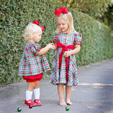 Merry & Bright Plaid Smocked Santa Bloomer Set