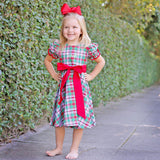 Merry & Bright Plaid Sash Dress