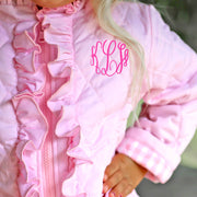 Pink Quilted Ruffle Coat