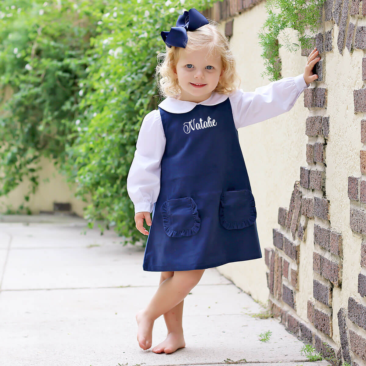 blue dress for baby girl Navy Corduroy Graycen Jumper Dress – Classic Whimsy