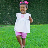 White and Pink Gingham Bloomer Set