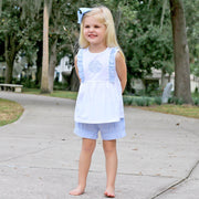 Light Blue Stripe Knit Kate Short Set