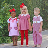 Valentine Truck Smocked Longall Red Gingham