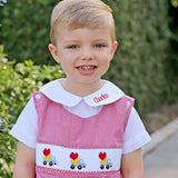 Valentine Truck Smocked Longall Red Gingham