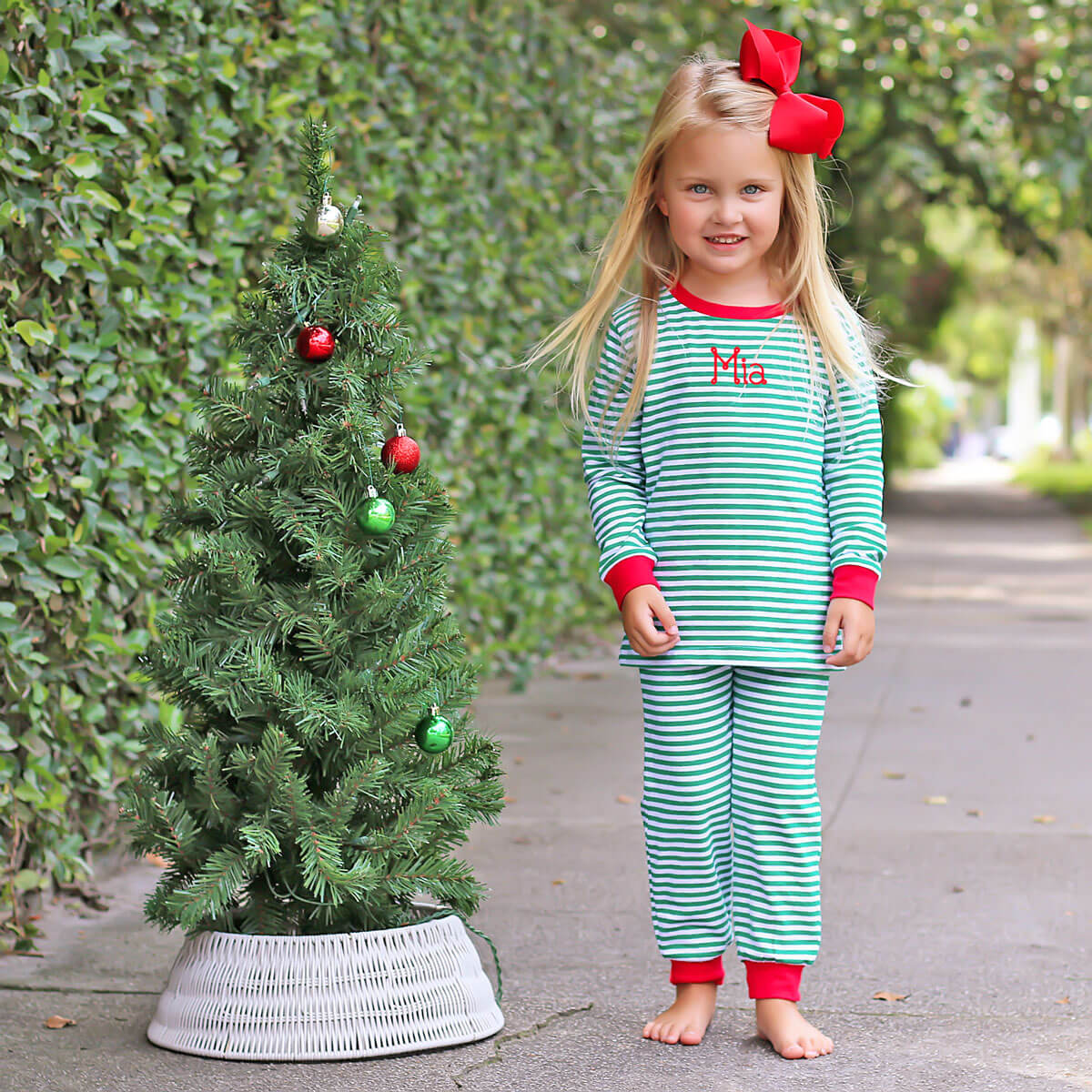 Green Candy Cane Stripe Pajamas