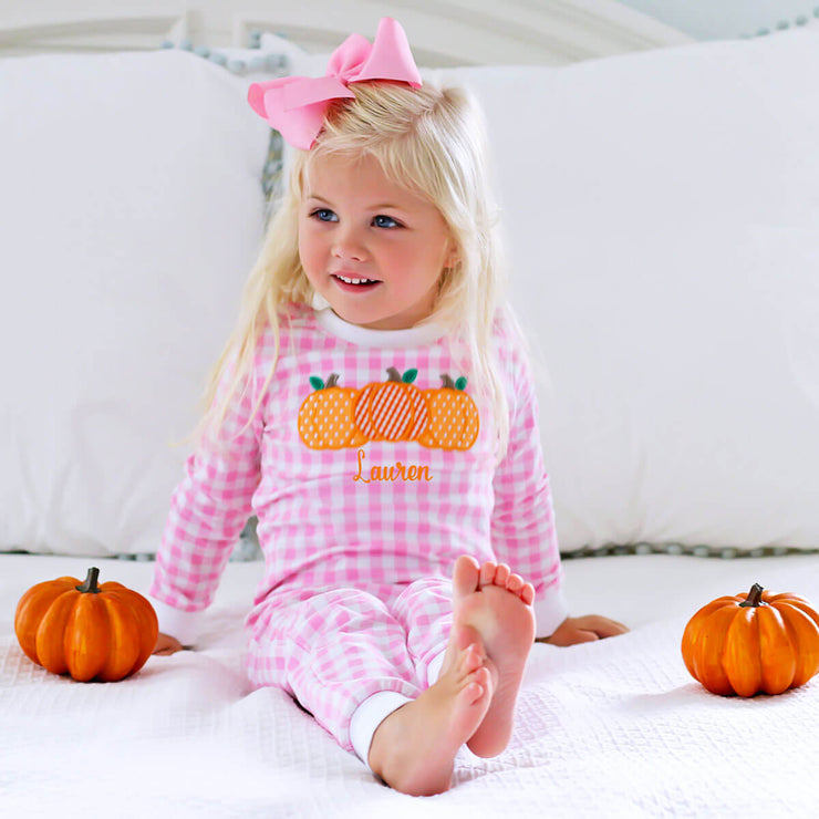 Pumpkin Cluster Pink Gingham Pajamas