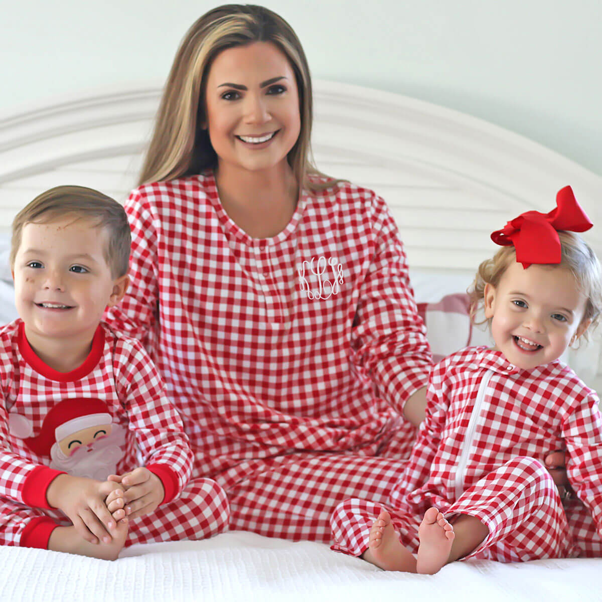 Red Gingham Knit Women's Pajamas