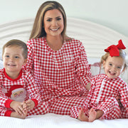 Red Gingham Knit Mom Pajamas