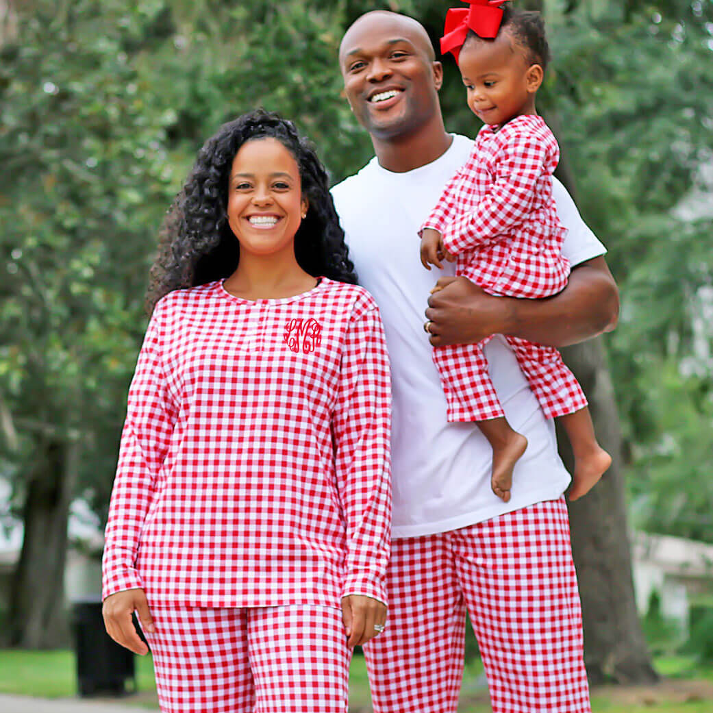 Red Gingham Knit Women's Pajamas