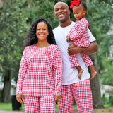 Red Gingham Knit Mom Pajamas